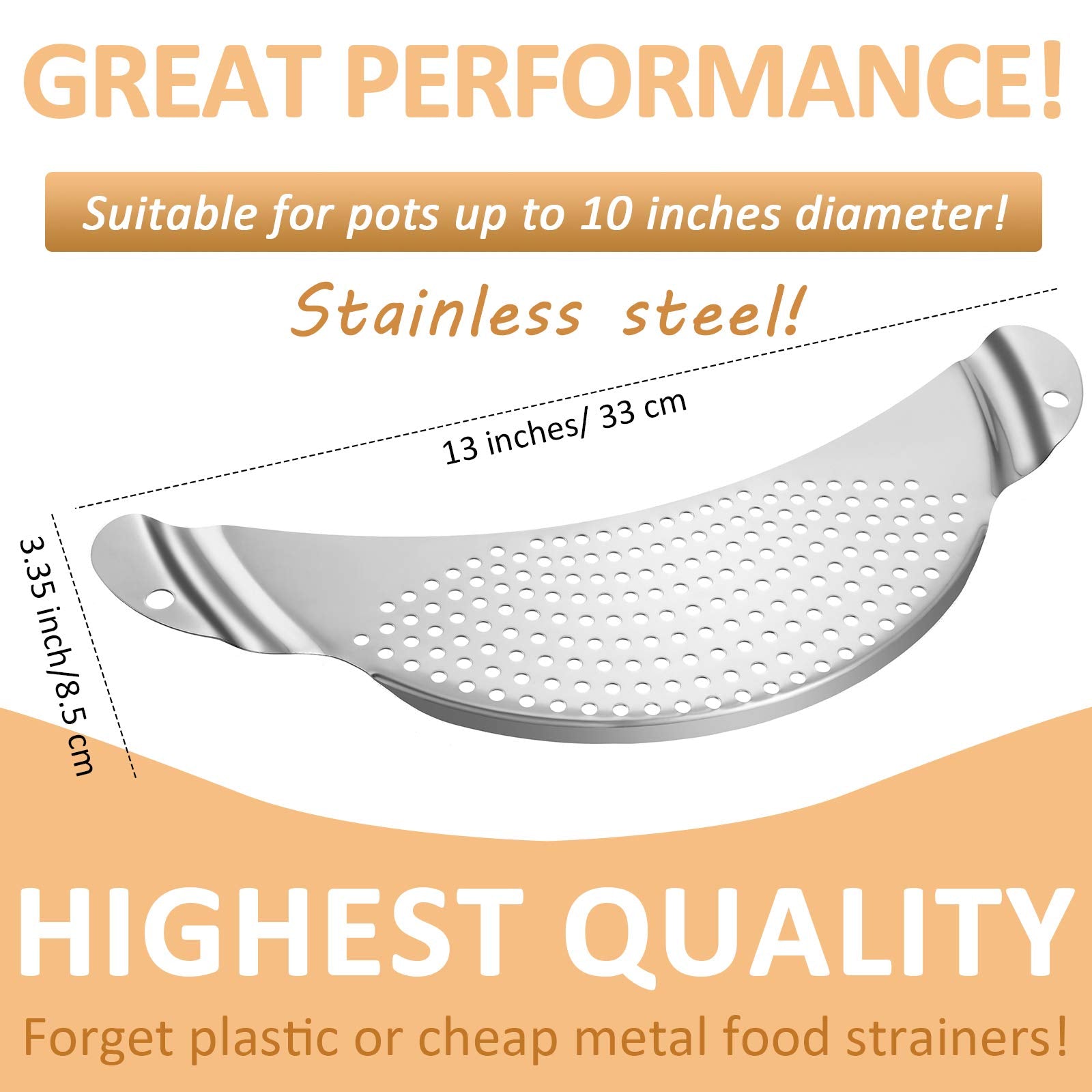 2 Pieces Pot Strainer With Handle Stainless Steel Colander Pasta Drainer Pan Pot Strainer With Recessed Hand Grips Suitable For